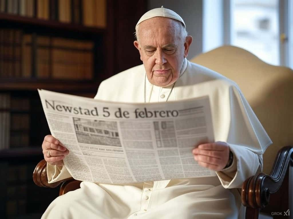 Santoral. Francisco, leyendo el Santoral del 5 de febrero.