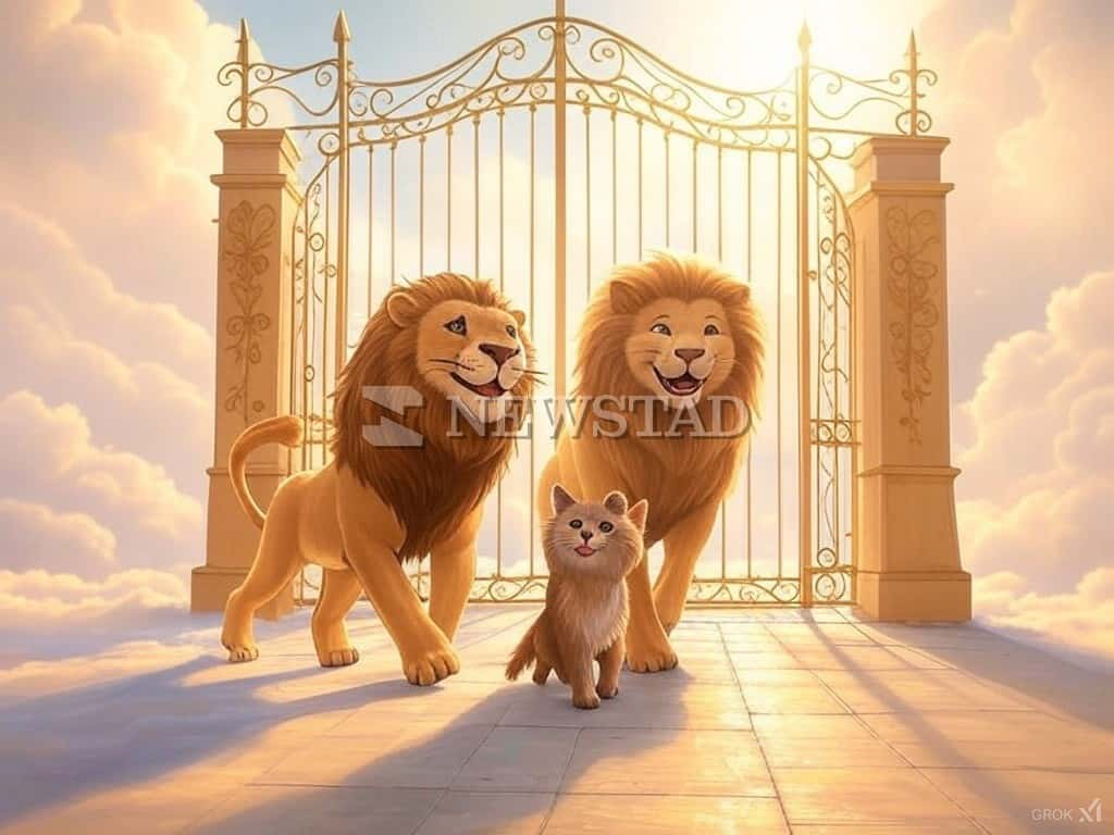 Juntos. Las fuerzas del Cielo, con gatos y leones.