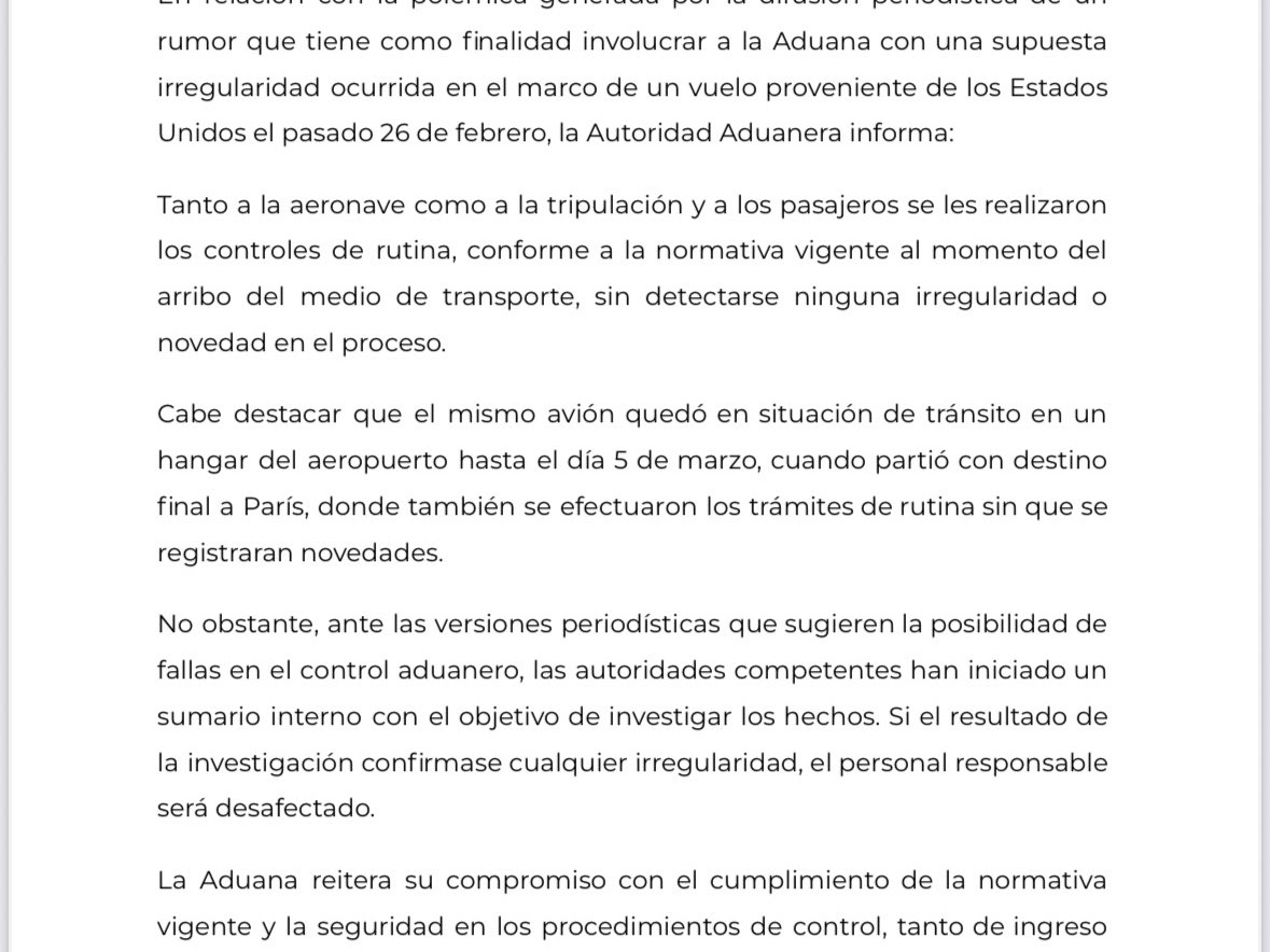Comunicado ADUANA
