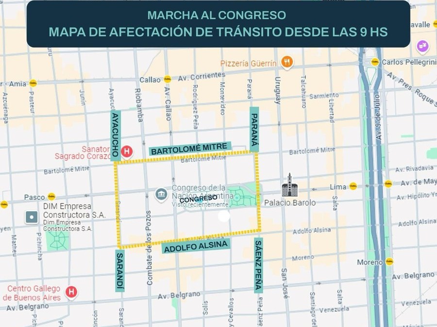 Mapa de cortes miércoles 19